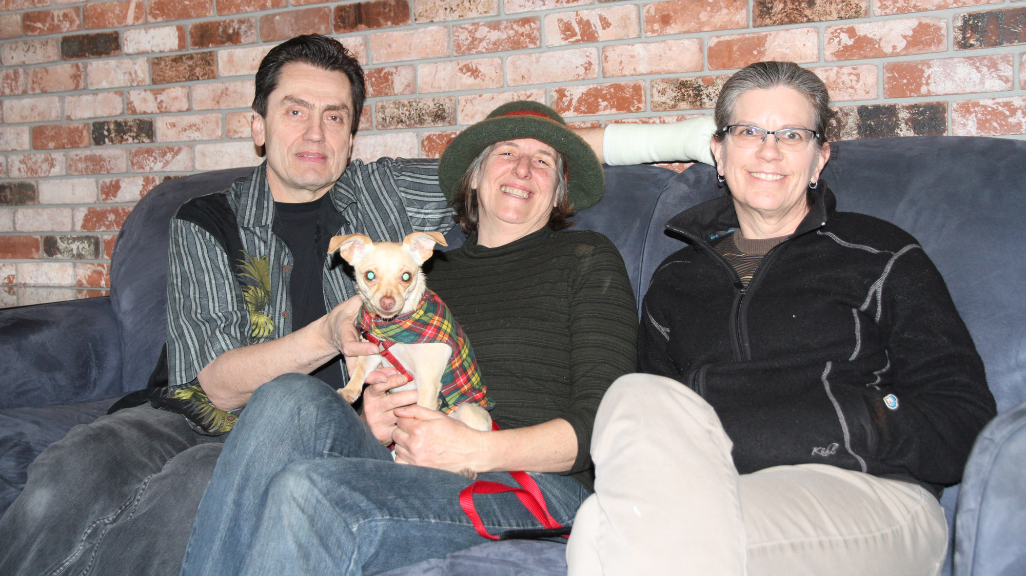 MERNIE BUCHANAN, center (with her dog Faun), with Rellik co-owner Tom Hamilton and curator Mary Shaw. Keri Luiz/Staff