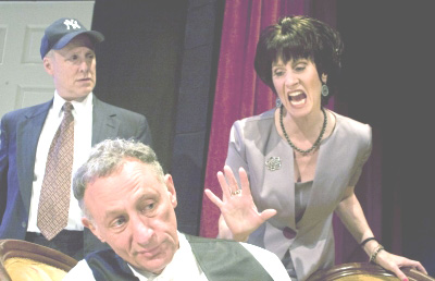 ABOVE, left to right: Eddie (Bruce Kaplan), Jerry (Peter Weiss) and Judy (Shay Oglesby-Smith) join the fray in “Honeymoon Motel,” Woody Allen's contribution to the three-play comedy “Relatively Speaking,” at the Live Oak Theatre in Berkeley through Jan. 25. Anna Kaminska photos
