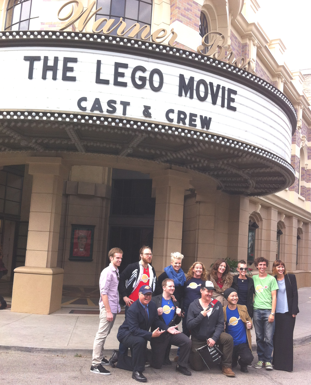 THE CAST AND CREW OF “The LEGO Movie,” back row from left, Todd Hansen, Chris Paluszek, Seanne Winslow, Theresa Cullen, Kelly Lafferty, Lizzie Sam, Doug Nicholas and Natasha Gubareva; front row from left, Mitchroney, David Tuber, Chris McKay and Yori Mochizuki. Donna Beth Weilenman/Staff 