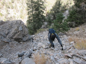AUTHOR Robert Matzen climbing Double Up Peak in Nevada, the site of the plane crash that killed actress Carole Lombard in 1942. Courtesy photo