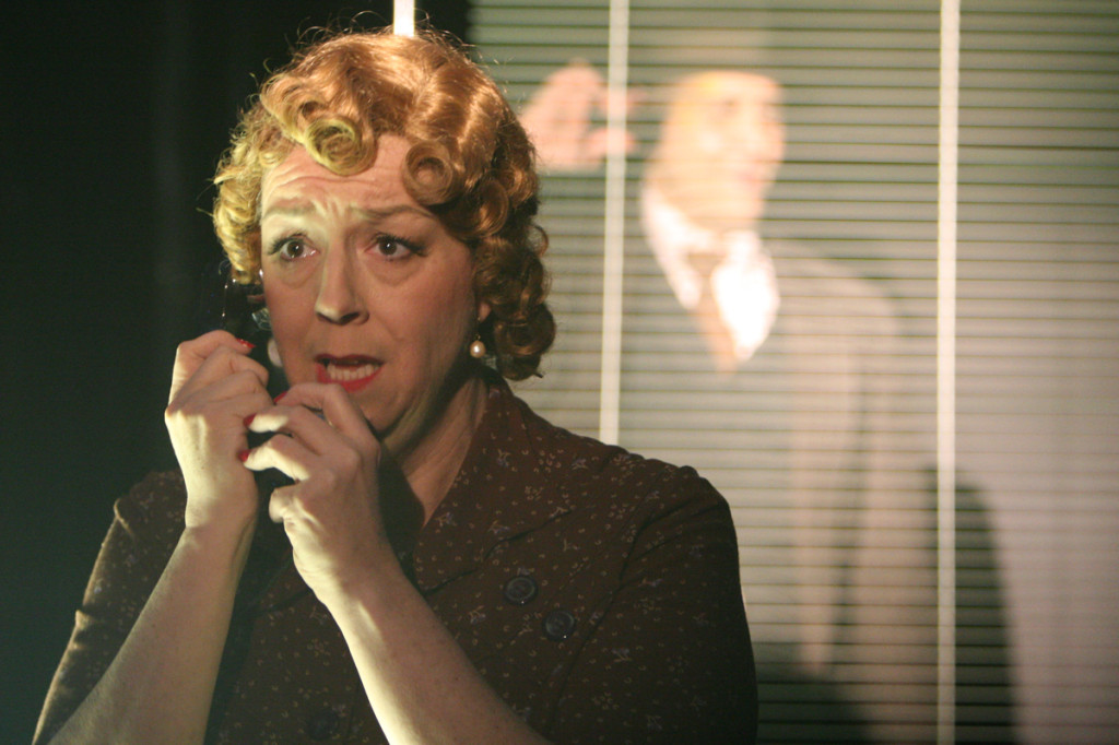 MAUREEN-THERESA WILLIAMS, actress and artistic co-director of Concord’s Butterfield 8 Theatre Company,  in that group’s 2014 production of “The Maltese Falcon.” Photo by Judy Potter