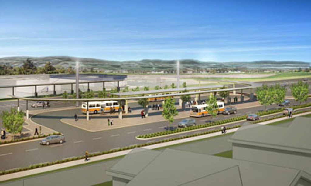 AN ARTIST’S RENDERING of the proposed new transit hub at Curtola Parkway and Lemon Street in Vallejo. A new bill introduced by state Sen. Lois Wolk would provide funding. City of Vallejo