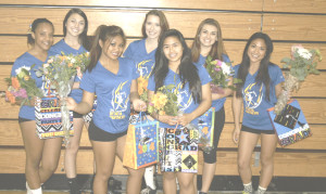 BENICIA HIGH’S badminton team celebrated Senior Day at Tuesday’s regular season finale against  Bethel. Pictured are Lady Panther badminton seniors (from left) Sierra Miller, Rachel Cardoza, Drina Ostil. Hannah Mauch, Julieanne Chaves, Giuditta Traver and Ciara Anies. Not pictured is McKenna Koprowski.