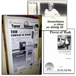 Early Taproot & Aniseweed as a tabloid in October, 2001. And second and third chapbooks.