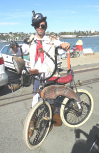 MIKE WISE of Sacramento entered his winged bicycle in the Obtainium Cup, his first try in the contraptors rally on Mare Island.