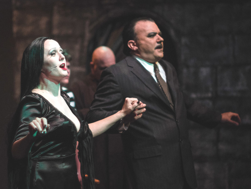 BENICIA HIGH SCHOOL'S Christine Mani plays Morticia — here convinced to dance by her husband Gomez (Jay Serpa) — in the Bay Area Stage production of “The Addams Family,” at the Campbell Theatre in Martinez through Nov. 2 and the Empress in Vallejo through Nov. 9. Mike Padua photo