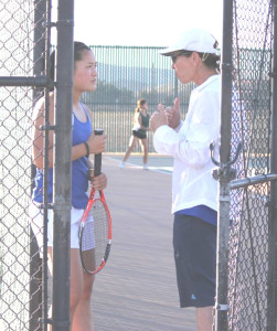 BENICIA HIGH girls tennis coach Lisa Burton (right) hopes to guide No. 1 singles player Michelle Li (left) to a SCAC championship.