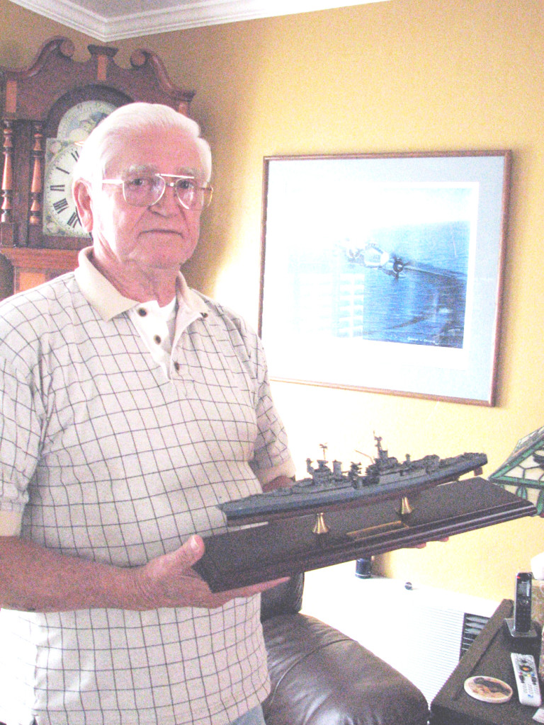 HAROLD BRAY with a model of the USS Indianapolis. File photo
