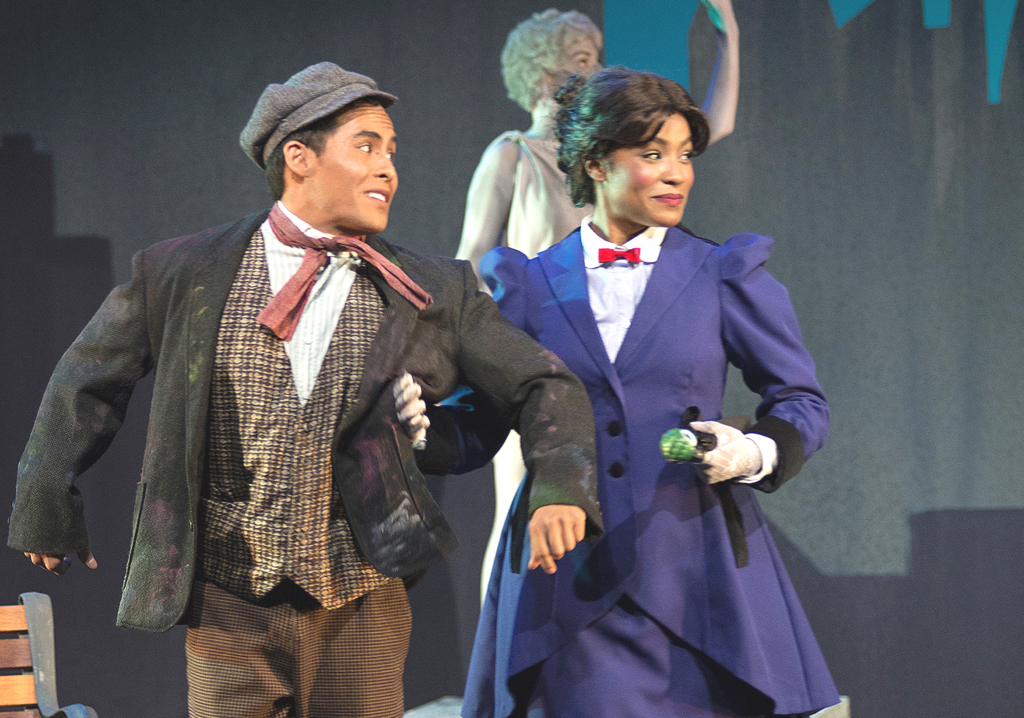 ALEX RODRIGUEZ and Taylor Jones lead a prodigious cast as Bert and Mary in “Mary Poppins,” at the Julia Morgan Theatre in Berkeley through Dec. 7. Ben Krantz photos 