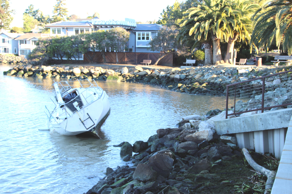 AN ABANDONED sailboat was seen drifting off West F Street on Friday morning. The Coast Guard has been monitoring its movements. John Paterson photo