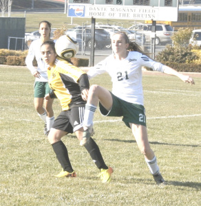 EMILY THOMPSON (21) is a scoring threat for the St. Patrick-St. Vincent High girls varsity soccer team.