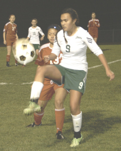 SPSV’S GRACIE QUINTOS tries to control the ball against Albany.