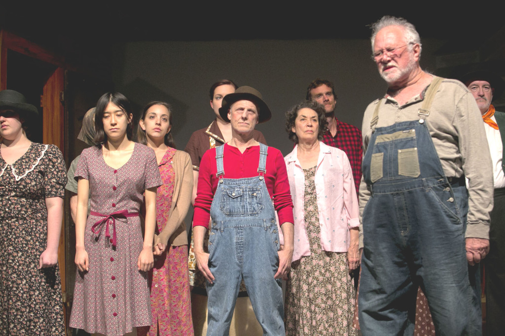The cast of “Panhandle” (with playwright Walter Davis as the Old Man, front right), at the Live Oak Theatre in Berkeley through Jan. 31. Anna Kaminska photos