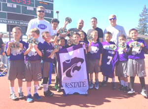 THE BENICIA "Kansas State" Wildcats pose with their championship trophies after winning the Super Bowl of the Next Level Flag Football League.