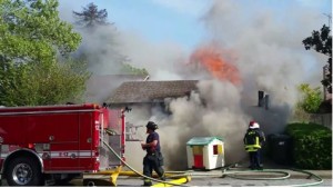 BENICIA firefighters contained a garage fire on Cooper Drive on Monday. Courtesy photo