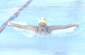 CAITLIN WIRTH won the girls varsity 100 butterfly for Benicia against St. Patrick-St. Vincent.