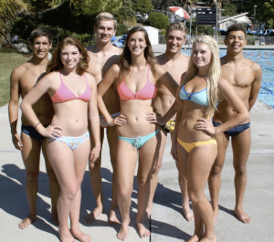 BENICIA SENIORS (from left) Evan Sousa, Caitlin Wirth, Nathan Robertson, Justeen Singley, Nick Barlow, Nicole Peck and Cris Gomez have been a big reason for the swim team’s success this spring.