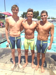 BENICIA HIGH’S swim team had its best showing in nearly a decade at last weekend’s Sac-Joaquin Section Championships. Leading the Panther boys were (from left) David Larson, Cris Gomez and Xavier Quintana.