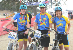 BENICIA HIGH mountain bike racers (from left) Emily Radtke, Chris Thatcher and Hunter Dean made the trip to the California State High School Championship in Los Olivos last weekend. 