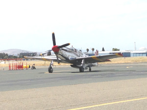 This P-51 Mustang was among the WWII craft in Concord on Sunday. Donna Beth Weilenman/Staff