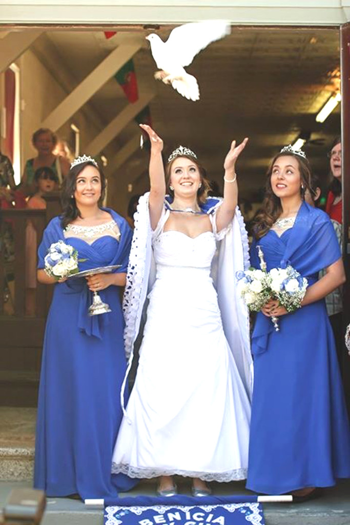 LAST YEAR'S QUEEN of the Holy Ghost Festa, Camerina Rubio-Castanho, middle. Photos courtesy Ken Gonsalves