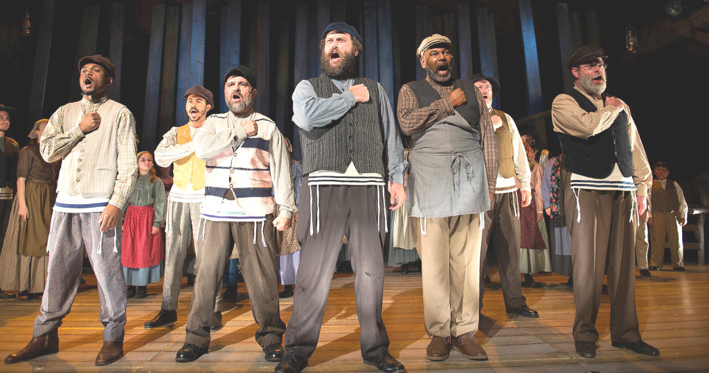 THE PAPAS take their place in “Tradition,” in “Fiddler on the Roof,” at the Berkeley Playhouse through Aug. 2. Ben Krantz Studio photos