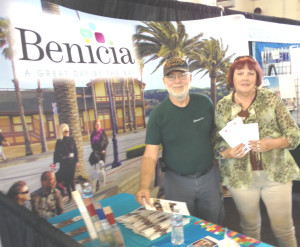 DAN AND CARLA SCHAEFFER invited passersby to learn more about Benicia at the city’s booth in the Expo Hall at the Solano County Fair on Wednesday.