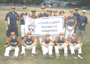 BENICIA’S JUNIOR LEAGUE all-stars captured the District 53 championship Wednesday night with a series sweep of American Canyon.