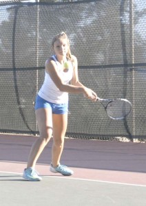 LILY HAYWARD had an early lead against her SCAC nemesis in No. 1 singles Tuesday but couldn’t hang on.