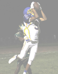 JASON SHELLEY makes a leaping catch for the Panthers in front of Maria Carrillo defensive back Henok Tewolde. (photo by Sam Harick)