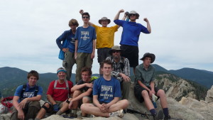 Members of Benicia's Boy Scouts Troop 8's High Adventure Team sit and stand atop the Tooth of Time summit during a 2015 trip to Philmount Scout Ranch in New Mexico. Pictured in the front row from left to right are Kevin Mclarty, Steve Goldsmith, Blaise Place, Nick Heyer, John Lovett and Zach Lovett. Pictured in the back row from left to right are James Peck, Asa Goldsmith, Dave Kensiski and Eric Kensiski. (Photo courtesy of John Lovett)
