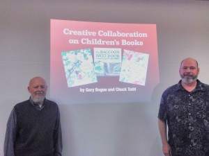 Gary Bogue (left) and Chuck Todd (right) discussed their collaborative process at Benicia Public Library on August 13. (Photo by Eliza Partika)