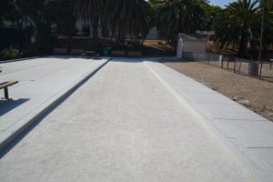 The bocce ball court in the Civic Center Park was erected in 2006. (Photo by Nick Sestanovich)