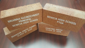 Want to immortalize your name on Benicia High School grounds? The school's Memory Bricks Project will be setting up bricks with donors' names outside the new Drolette Stadium. (Photo courtesy of Carrie Smith)