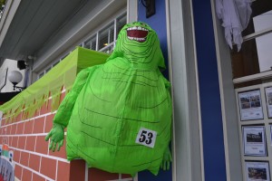 Slimer, one part of Coldwell Banker's "Ghostbusters"-themed entry in Benicia Main Street's scarecrow contest, was stolen last Sunday then quickly recovered. (Photo by Nick Sestanovich)