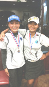 SOFIA YOUNG (left) shot an 83 for Benicia High’s girls golf team at Monday’s Sac-Joaquin Section Division II Tournament and finished fourth overall, qualifying for next week’s Masters Tournament as an individual. Teammate Angel Antonio (right) shot an 87 in her first Section tournament and missed qualifying for Masters by one stroke.