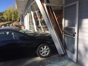 A car crashed into the south wall of the McDonald's on East Second Street when the driver stepped on the accelerator rather than the brake. No customers or employees were reported injured, although the driver has been transported to a hospital. (Photo couresty of Scott Przekurat)