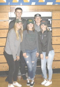 BENICIA HIGH had five athletes sign college letters of intent Wednesday: (back row from left) Cole Eigenhuis, Ethan Payne; (front row) McKenna Gregory, Elizabeth Sweeney and Olivia Mackey.