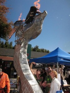 A fire-breathing dragon is one of many giant sculptures to parade down Sonoma Boulevard beginning at 4:30 p.m. for 2016's Mad Hatter Festival. (Photo courtesy of Mad Hatter)