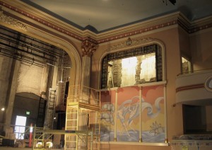 Interior of the California Theatre during restoration. (Photo courtesy of California State Parks)