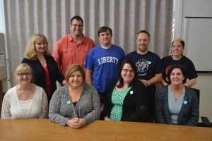 (Front Row, left to right) Office Mangaer Linda Ladd, resource teacher Erin Biber, science and technology teacher Nicci Nunes, counselor Jody Smith Alford, (Back row, left to right) Principal JoAnn Severson, math and history teacher Chris Winder, history and P.E. teacher Chad Pound, English teacher Cliff Nelson and art teacher Christine Chu make up the majority of Liberty High School's 2016-2017 staff. The school was named as a Model Continuation School by State Superintendent Tom Torlakson. (Not pictured: Tom Hanson, Joey Vogel, Javier Martinez and Jennifer Newcomb.) (Photo by Nick Sestanovich)