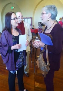 Benicia Poet Laureate Johanna Ely (Left) converses with first-place winner Joanne Jagoda at last year's Love Poetry Contest. (Photo courtesy of Peter Bray)